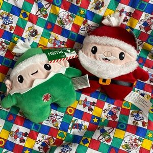 Santa and elf plush toys